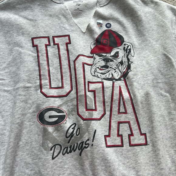 GEORGIA UGA Dawgs BULLDOGS Hollister Gray Graphic Notch Neck Sweatshirt Sweater - Picture 5 of 11